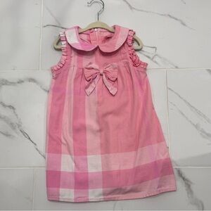 🩷 Peter Pan Collar Pink Plaid Dress with Bow – Size 110/4T - 100% Cotton